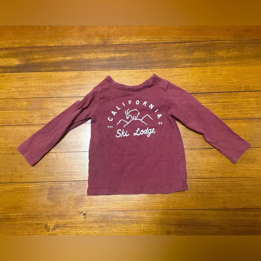 LC Lauren Conrad Little Co Long Sleeve Ski Tee Shirt - Burgundy Size 18 Months